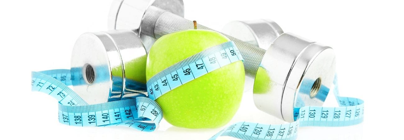 An image depicts apple and measuring tape to encourage healthy lifestyle